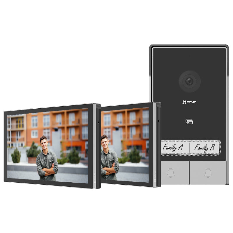 EZVIZ HP7 2-FAMILY KIT - VIDEOCITOFONO BIFAMILIARE - 2 SCHERMI TOUCH 7"" 2K - CONTROLLO REMOTO - RILEVAMENTO MOVIMENTO - AUDIO BIDIREZIONALE - SBLOCCO RFID
