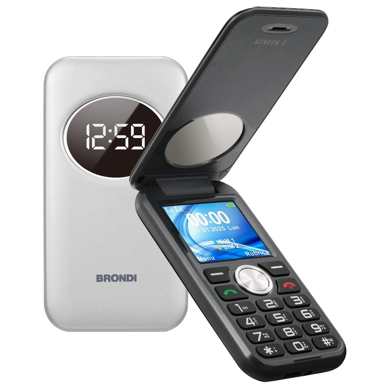 BRONDI WINDOW2 (SILVER METAL) - TELEFONO CELLULARE DISPLAY 2"" - TORCIA