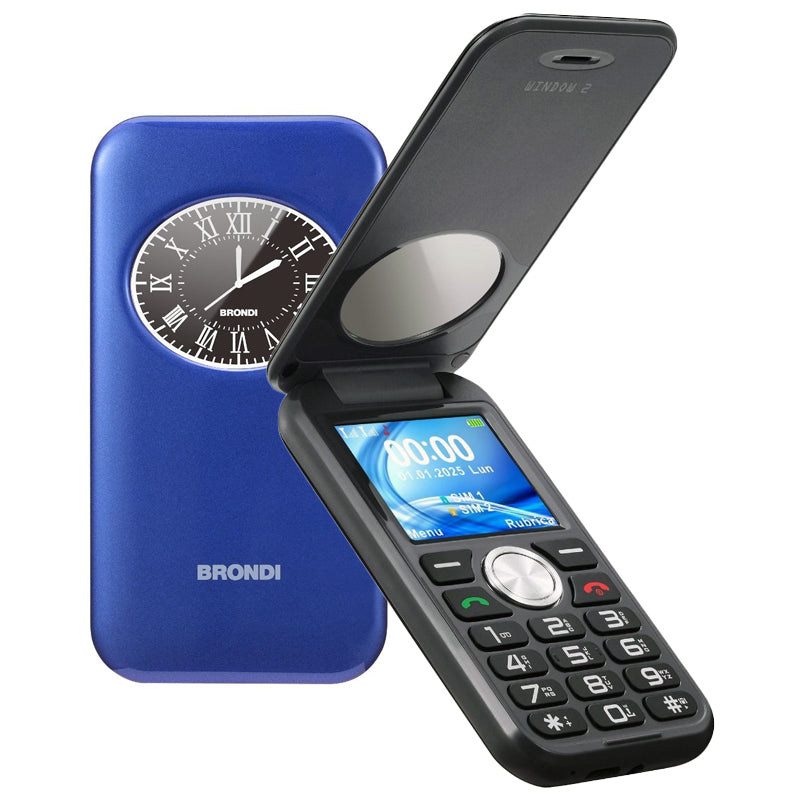 BRONDI WINDOW2 (BLUE METAL) - TELEFONO CELLULARE DISPLAY 2"" - TORCIA