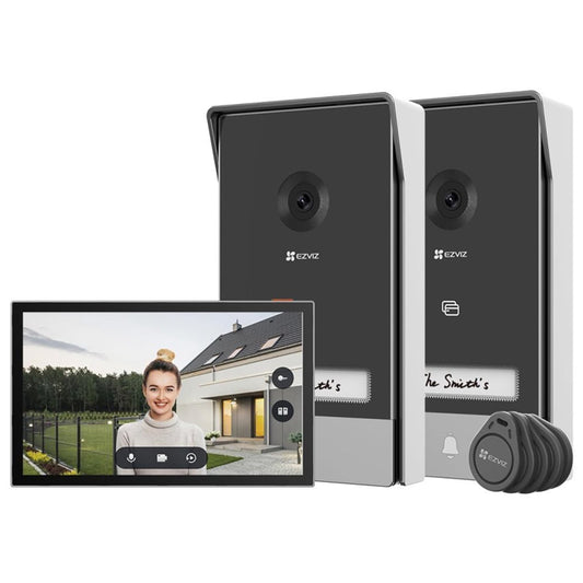 EZVIZ HP7 2-ENTRY KIT - VIDEOCITOFONO CON DOPPIA ENTRATA - 1 SCHERMO TOUCH 7"" 2K - 2 DOORBELLS CONTROLLO REMOTO - RILEVAMENTO MOVIMENTO - AUDIO BIDIREZIONALE - SBLOCCO RFID