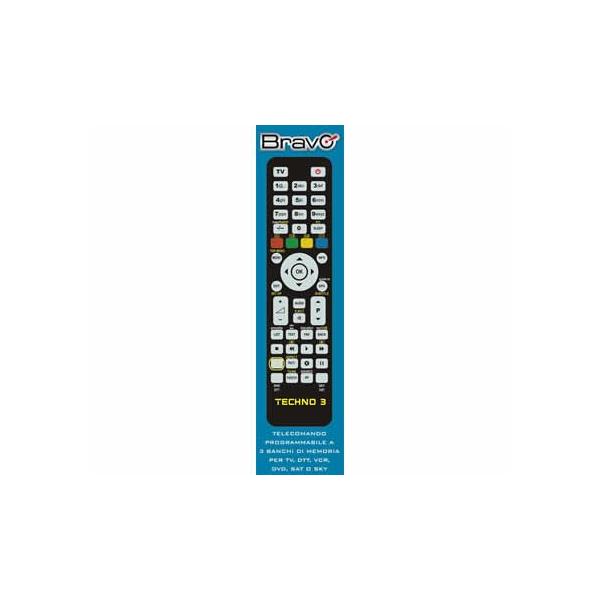 BRAVO TECHNO 3 (92602666) - TELECOMANDO PROGRAMMABILE A 3 BANCHI DI MEMORIA PER TV / VCR / DVD PLAYER / DTT / SKY