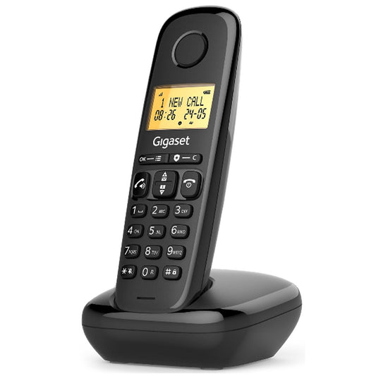 GIGASET START 100 (NERO) - TELEFONO CORDLESS SINGOLO - VIVAVOCE - FUNZIONE SVEGLIA