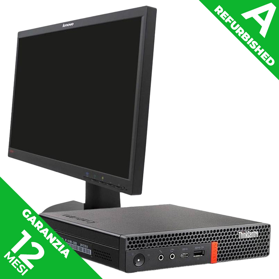 LENOVO THINKCENTRE M920Q TINY - PC DESKTOP MINI - CPU INTEL I5 GEN. 8 - RAM 8GB - SSD 256GB - W11 PRO + MONITOR 22"" - 1Y - REFURBISHED GRADO A