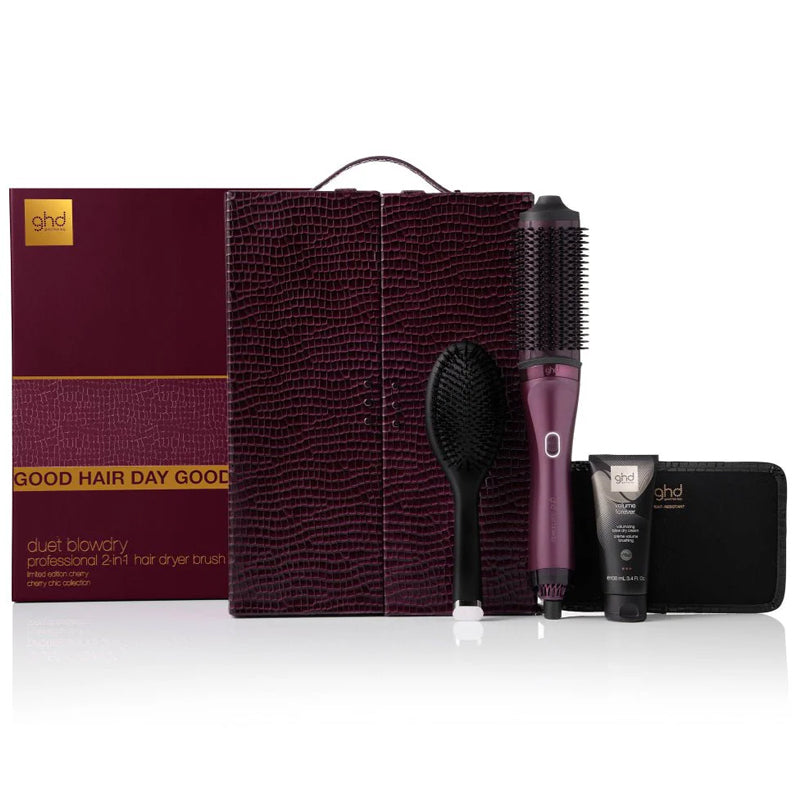 GHD DUET BLOWDRY PROFESSIONAL 2 IN 1 HAIR DRYER+BRUSH CHERRY RED LIMITED EDITION