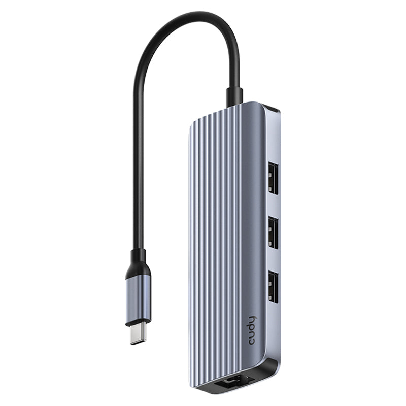 CUDY UH606 - HUB USB 6-IN-1 WITH GBE E 4K 60HZ HDMI