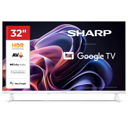 SHARP 32HF2265EW - 32"" GOOGLE TV LED HD - FRAMELESS - AUDIO DOLBY DIGITAL+ / DTS HD - CHROMECAST - WHITE - IT