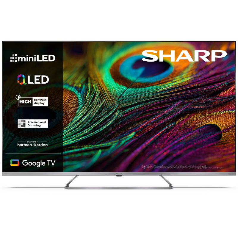 SHARP 55JP7265E - 55"" GOOGLE TV MINILED QLED 4K - FRAMELESS - HARMAN / KARDON - AUDIO DOLBY DIGITAL+ / DTS HD - CHROMECAST - SILVER - IT