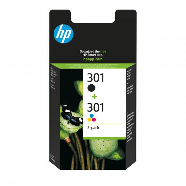 HP 301 2-PACK (N9J72AE) - BLACK + TRI-COLOR - CARTUCCIA ORIGINALE