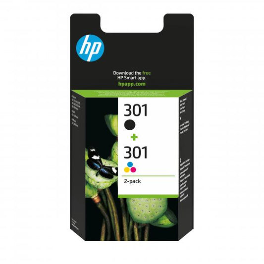 HP 301 2-PACK (N9J72AE) - BLACK + TRI-COLOR - CARTUCCIA ORIGINALE