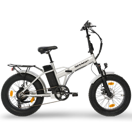 SHARP BK-FM03-ES - BICICLETTA ELETTRICA PIEGHEVOLE FAT E-BIKE (SILVER) - RUOTE 20""X4"" - MOTORE 250W - BATTERIA 48V 13AH - TELAIO ACCIAIO - 6 MARCE