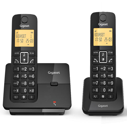 GIGASET ESSENTIAL 300 DUO BLACK - TELEFONO CORDLESS DUO - VIVAVOCE - RUBRICA 60 NUM