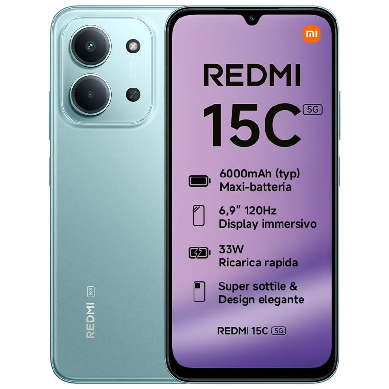 XIAOMI REDMI 15C 5G (GREEN) - SMARTPHONE 6.9"" - RAM 4GB - STORAGE 128GB - EU