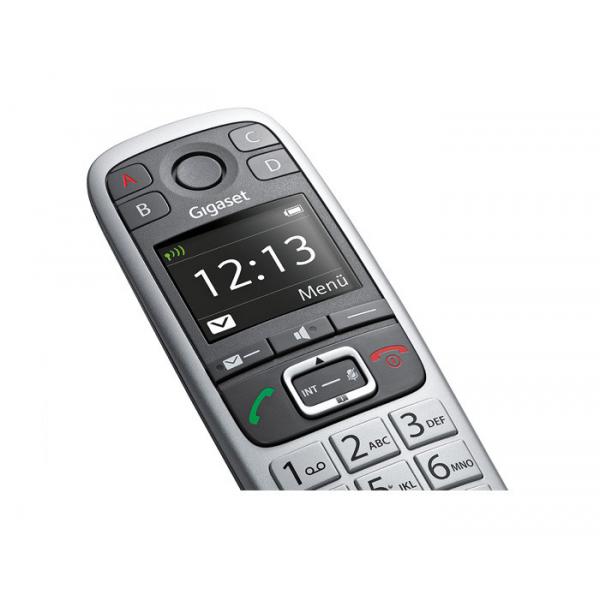 GIGASET E560 (PLATINO) - TELEFONO CORDLESS - VIVAVOCE - 4 TASTI CHIAMATA RAPIDA - HAC