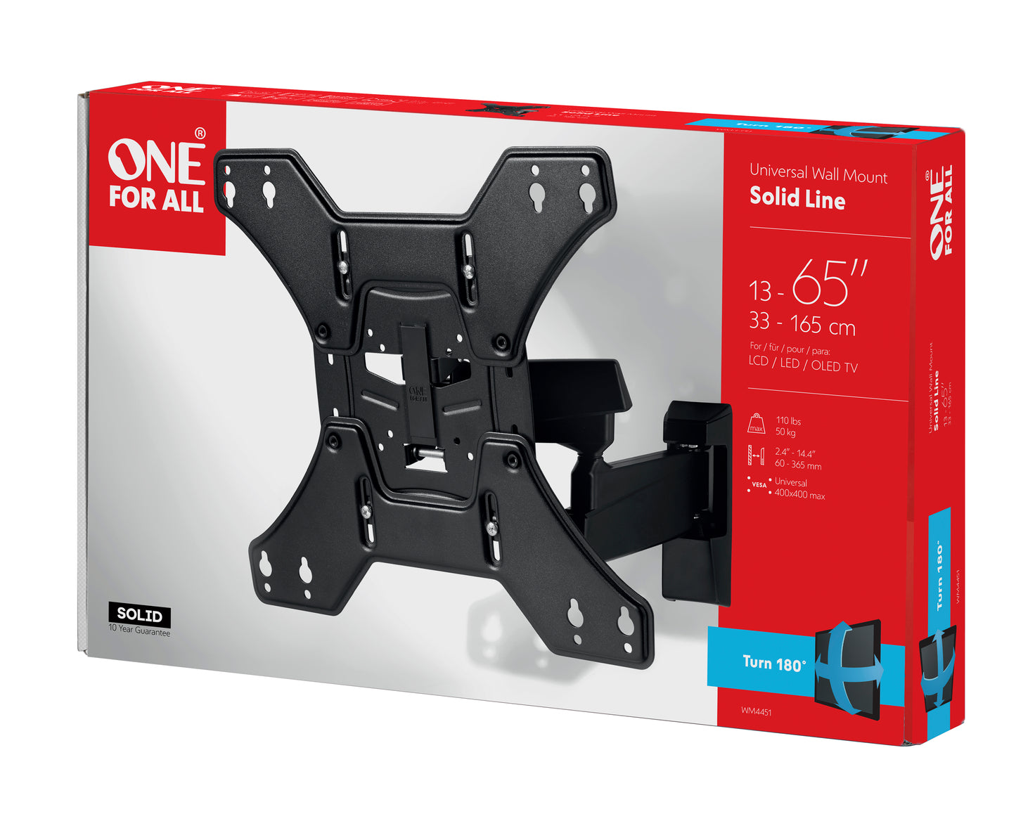 ONE FOR ALL SUPP. PARETE VESA 400 REGOLABILE 32"- 65" MAX 50 KG.