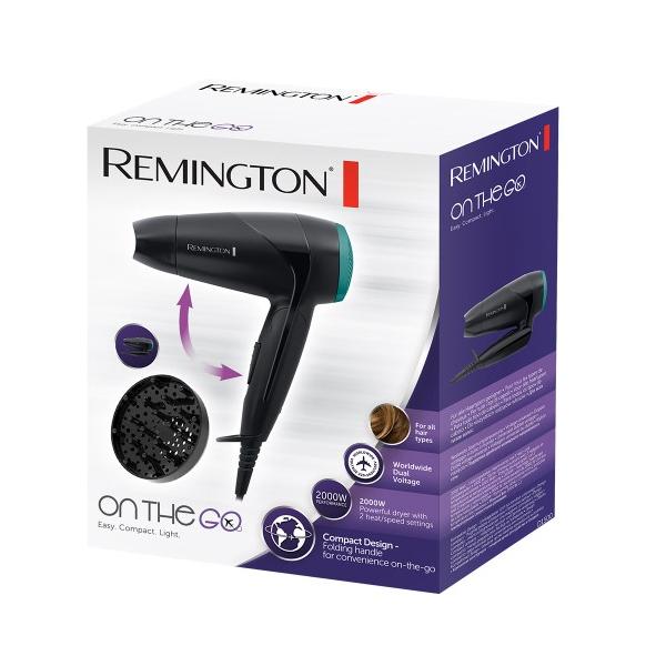 REMINGTON D1500 - ASCIUGACAPELLI - MOTORE DC - 2000W - PIEGHEVOLE/VIAGGIO - 2VEL/2 TEMP.- CONCENTRATORE - DIFFUSORE