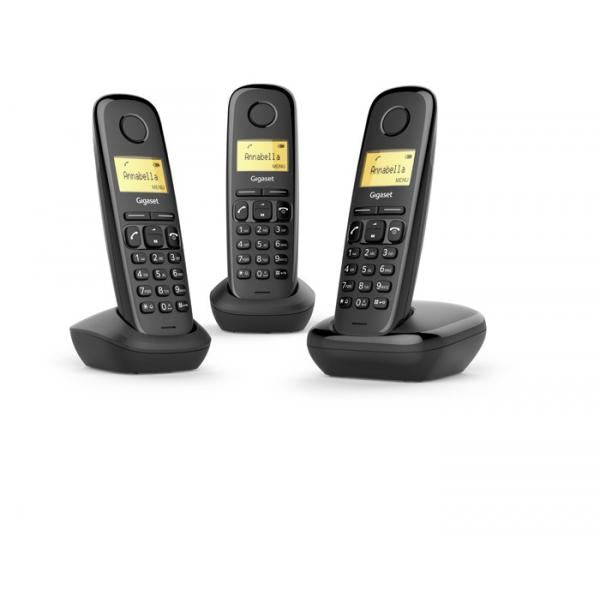 GIGASET A170 TRIO (NERO) - TELEFONO CORDLESS TRIPLO - FUNZIONE SVEGLIA