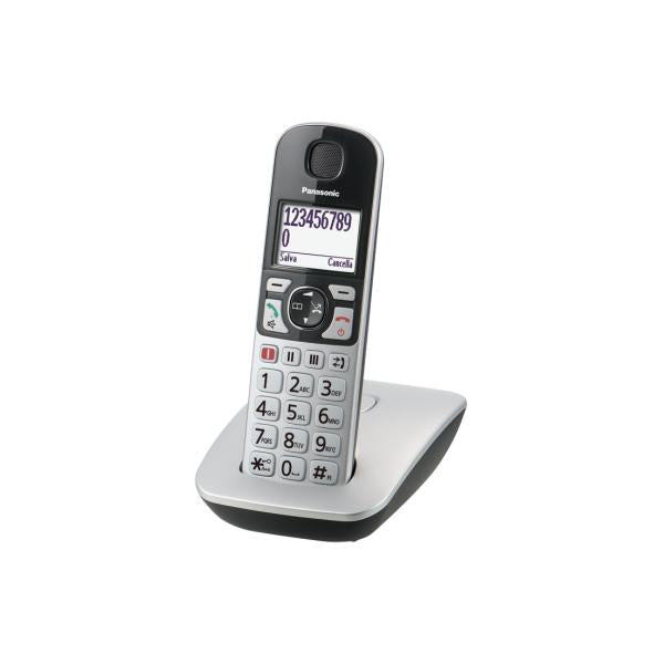PANASONIC KX-TGE510 (ARGENTO) - TELEFONO CORDLESS - VOLUME AMPLIFICATO - VIVAVOCE - TASTI GRANDI