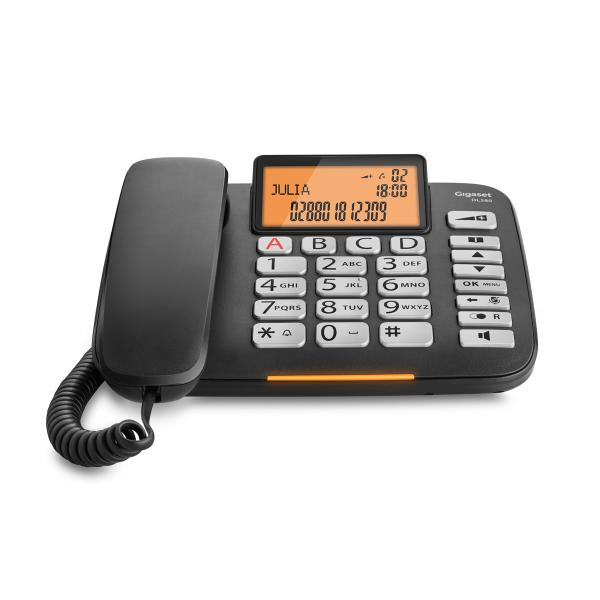 GIGASET DL580 (NERO) - TELEFONO CORDED - MAXI DISPLAY - TASTI GRANDI - SUONO AMPLIFICATO