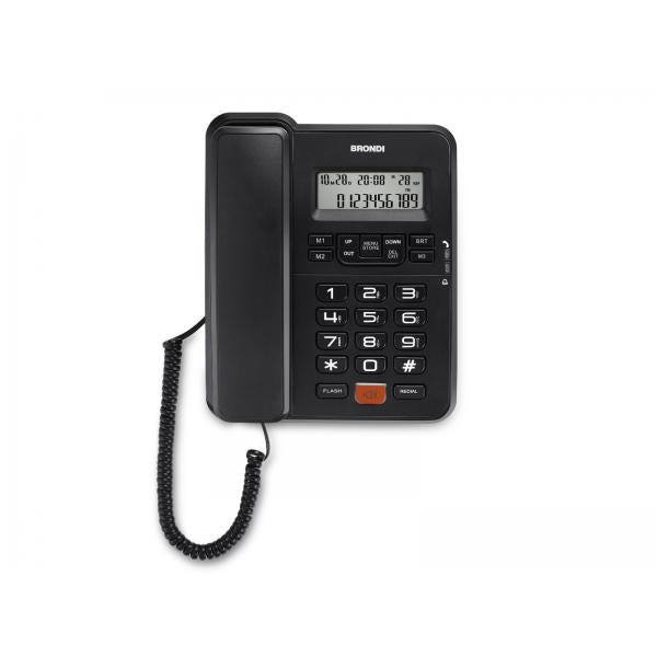 BRONDI OFFICE DESK (NERO) - TELEFONO CORDED - TASTI GRANDI - VIVAVOCE - DISPLAY