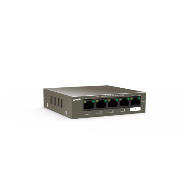 TENDA TEG1105P-4-63W - DESKTOP SWITCH 5 PORTE CON 4 POE - 10/100/1000 MBPS - CHASSIS METALLO