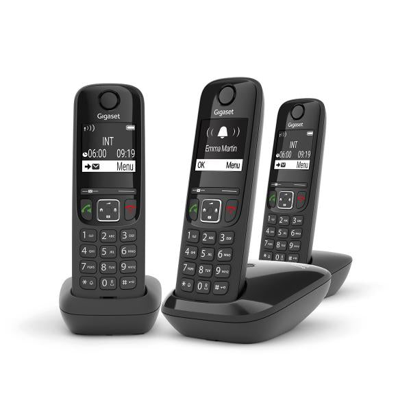 GIGASET AS690 TRIO BLACK DECT CON 2 AGGIUNTIVI