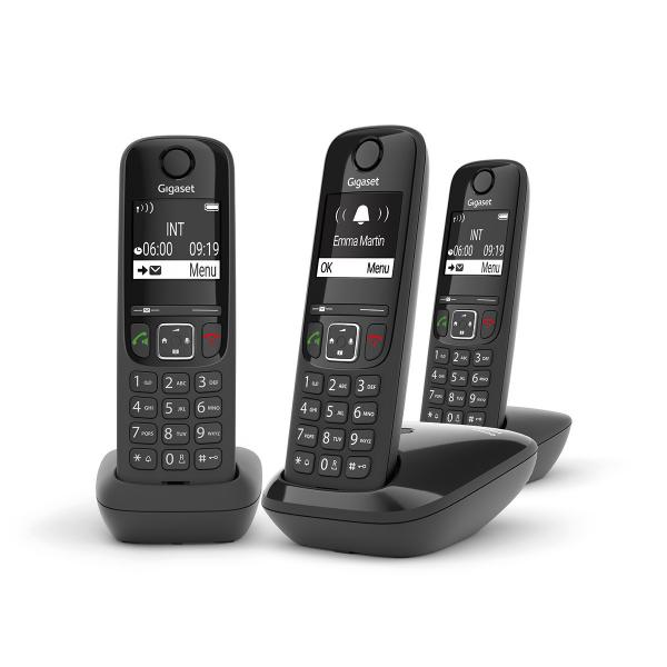 GIGASET AS690 TRIO BLACK DECT CON 2 AGGIUNTIVI