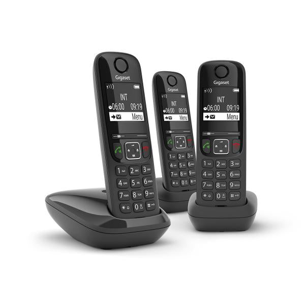GIGASET AS690 TRIO BLACK DECT CON 2 AGGIUNTIVI