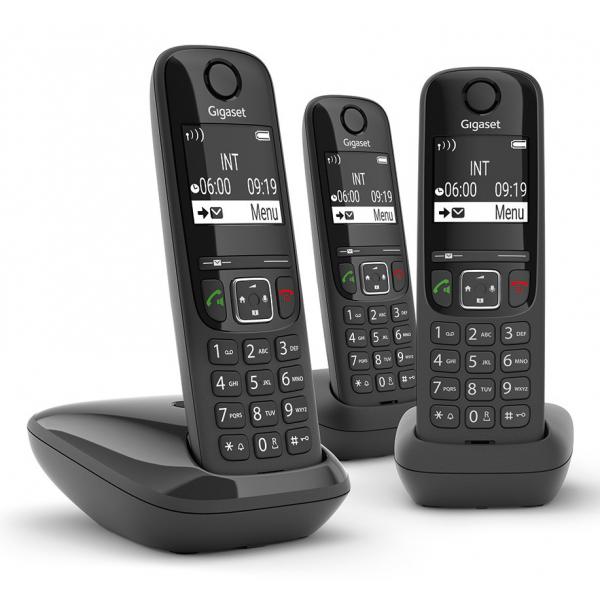 GIGASET AS690 TRIO BLACK DECT CON 2 AGGIUNTIVI