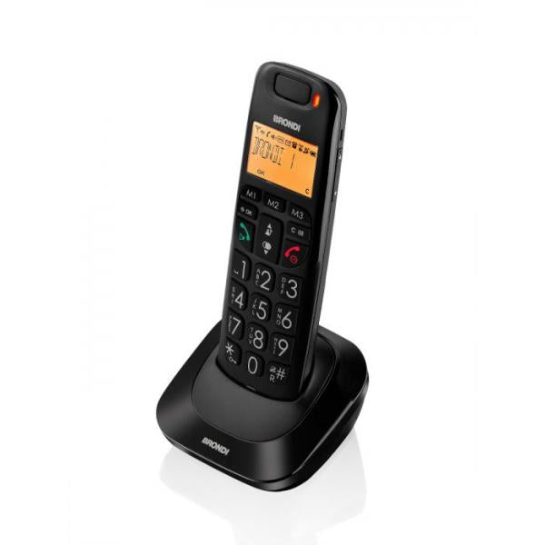 BRONDI BRAVO BRIGHT NERO CORDLESS DECT CON DISPLAY E TASTI GRANDI