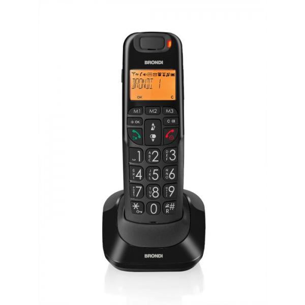 BRONDI BRAVO BRIGHT NERO CORDLESS DECT CON DISPLAY E TASTI GRANDI