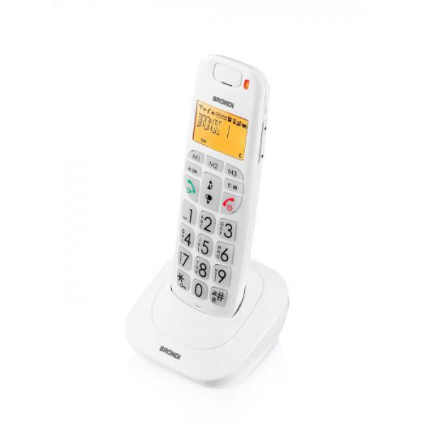 BRONDI BRAVO BRIGHT BIANCO CORDLESS DECT CON DISPLAY E TASTI GRANDI