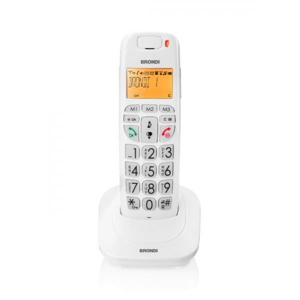 BRONDI BRAVO BRIGHT BIANCO CORDLESS DECT CON DISPLAY E TASTI GRANDI