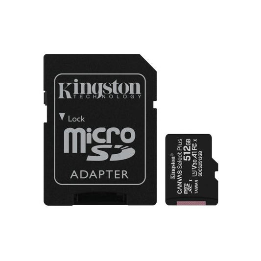 KINGSTON CANVAS SELECT PLUS 512GB (SDCS2/512GB) - MICRO SD 512GB + ADATTATORE SD