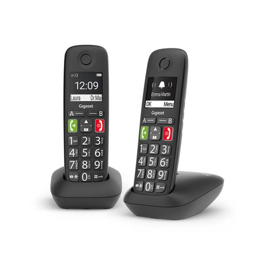 GIGASET E290 (NERO) - TELEFONO CORDLESS SENIOR DOPPIO - VIVAVOCE - TASTI GRANDI