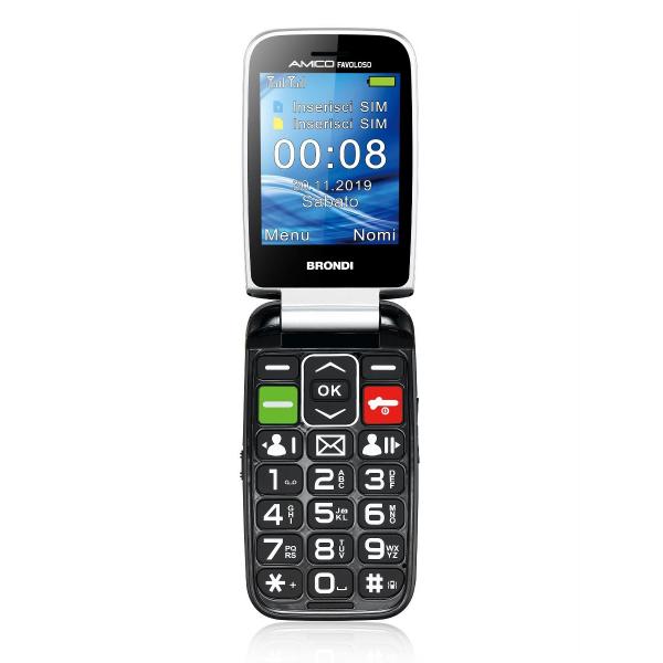 BRONDI AMICO FAVOLOSO (NERO) - TELEFONO CELLULARE PER ANZIANI - TASTO SOS - TORCIA - CONTROLLO REMOTO - ANNUNCIO VOCALE