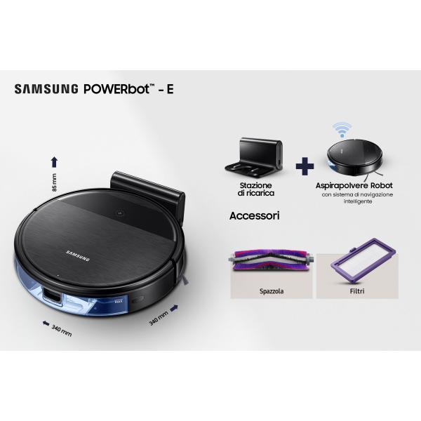 Samsung Robot Aspirapolvere POWERbot 2 IN 1 Aspira e Lava VR05R5050WK - (Samsung VR05R5050WK 0,2 L Senza sacchetto Nero)