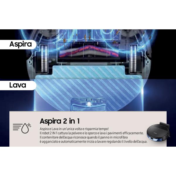 Samsung Robot Aspirapolvere POWERbot 2 IN 1 Aspira e Lava VR05R5050WK - (Samsung VR05R5050WK 0,2 L Senza sacchetto Nero)