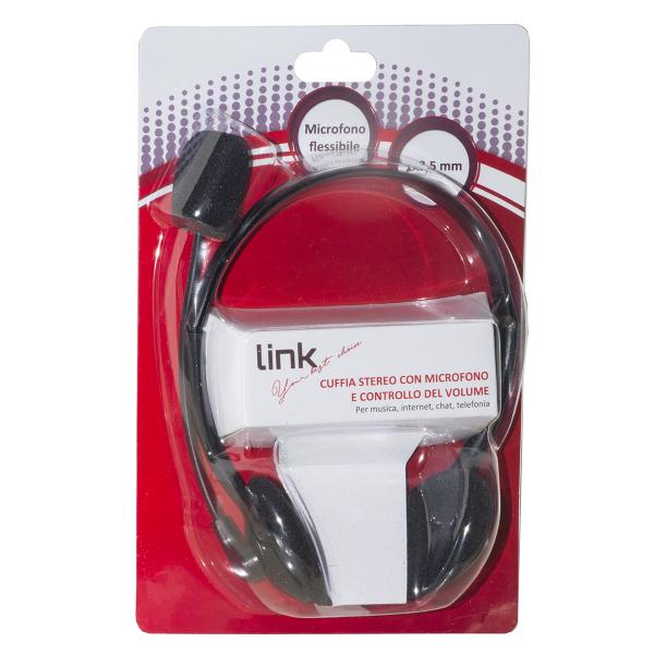 Link Accessori LKHS03 cuffia e auricolare Cablato A Padiglione Musica e Chiamate Nero