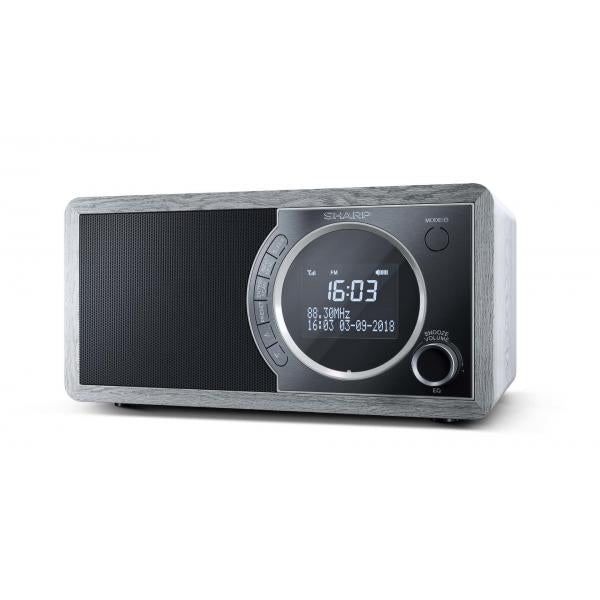 SHARP DR-450(GR) - RADIO DIGITALE - DAB/DAB+ - LCD MONOCROMATICO - 6W - BLUETOOTH - CHASSIS IN LEGNO - GRIGIO