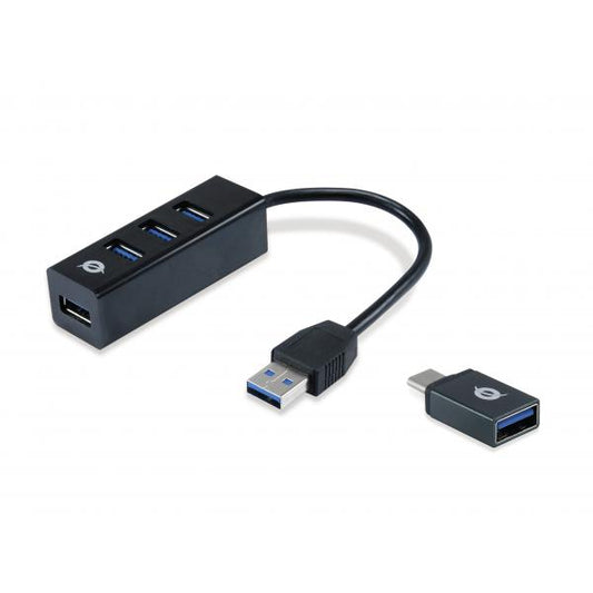 CONCEPTRONIC HUBBIES04B - HUB USB-A 4-PT USB-A 3.0 (ADATT. USB-C INCLUSO)