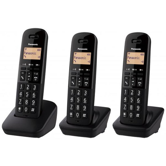 PANASONIC KX-TGB613JT (NERO) - TELEFONO CORDLESS TRIPLO - IMPUGNATURA ANTISCIVOLO - AUTONOMIA IN CHIAMATA 18H