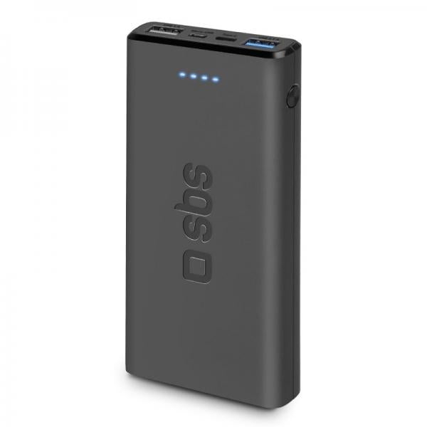 SBS Power bank 10.000 mAh extra slim con porta USB 2.1A Intelligent Charge (IC) - (SBS TTBB10000FASTK batteria portatile Polimeri di litio (LiPo) 10000 mAh Nero)
