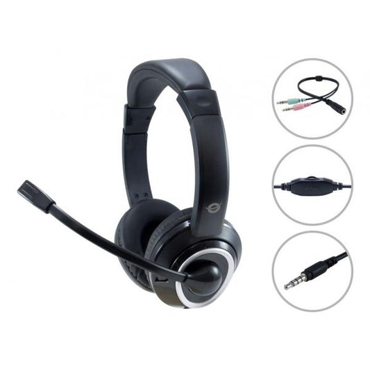 CONCEPTRONIC POLONA02BA - CUFFIE OVEREAR - MICROFONO - CONTROLLO VOLUME - JACK 3.5 + SPLIT CABLE