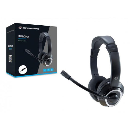CONCEPTRONIC POLONA02B - CUFFIE OVEREAR - MICROFONO - CONTROLLO VOLUME - JACK 3.5