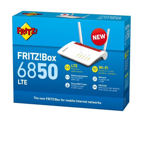 Box FRITZ! 6850 LTE router wireless Gigabit Ethernet Dual-band (2.4 GHz/5 GHz) 4G Bianco