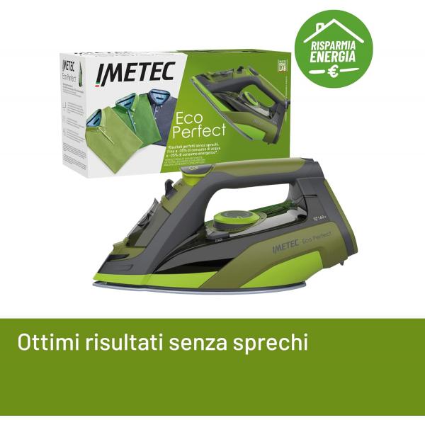 Imetec Eco Perfect Ferro da stiro a secco e a vapore Pro Ceramic soleplate Verde, Grigio