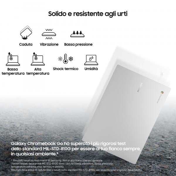 Samsung Galaxy Chromebook Go Intel Celeron N N4500 35,6 cm (14") HD 4 GB LPDDR4x-SDRAM 64 GB eMMC Wi-Fi 6 (802.11ax) ChromeOS Argento