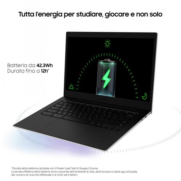 Samsung Galaxy Chromebook Go Intel Celeron N N4500 35,6 cm (14") HD 4 GB LPDDR4x-SDRAM 64 GB eMMC Wi-Fi 6 (802.11ax) ChromeOS Argento