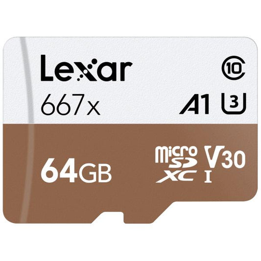 LEXAR MICROSD 64GB 667XL/S 100MB/S-40MB/S + ADATTATORE SD