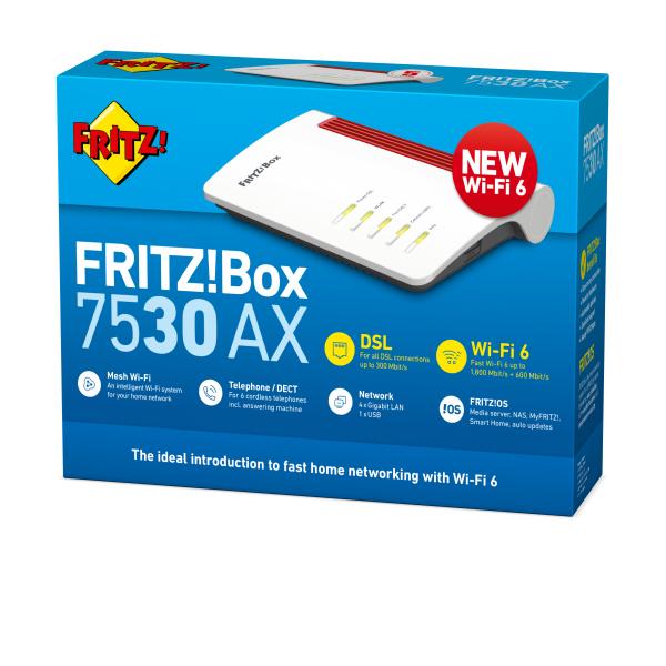 Box FRITZ! 7530 AX router wireless Gigabit Ethernet Dual-band (2.4 GHz/5 GHz) Bianco